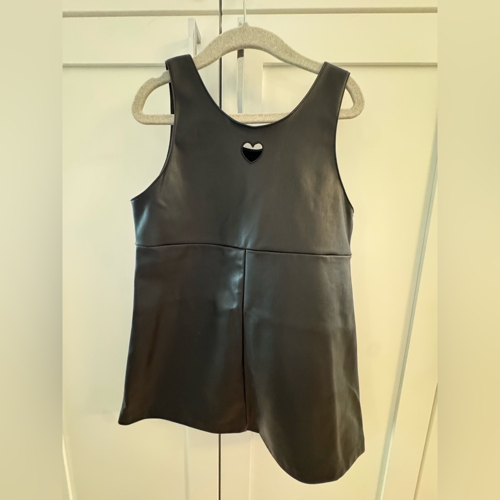 Zara Black faux leather Sleeveless Dress with Heart cut out Detail